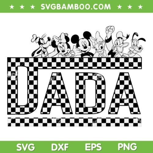 Dada Mouse And Friends SVG PNG, Checkered Retro Mickey Dada SVG, Family Trip 2024 DXF SVG PNG EPS