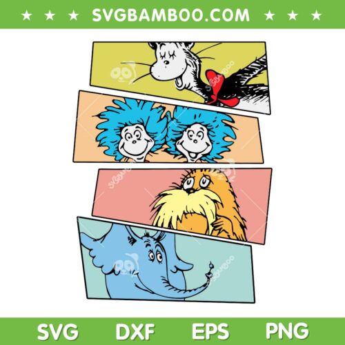 Dr Seuss Friends Retro SVG PNG, Dr Seuss Read Day SVG, Read Across America Day DXF SVG PNG EPS