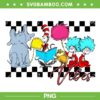 Dr Seuss Vibes PNG, Groovy Dr Seuss And Friends PNG, Dr Seuss Reading Books PNG