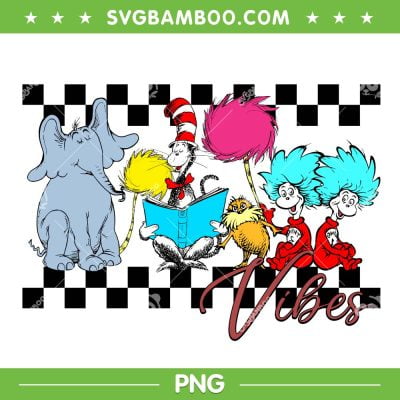 Dr Seuss Vibes PNG, Groovy Dr Seuss And Friends PNG, Dr Seuss Reading Books PNG