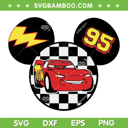 Family Vacation Red Car Magical Kingdom SVG, Lightning Car 95 SVG, Disney Cars Lightning Mcqueen DXF SVG PNG EPS