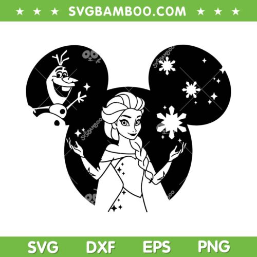 Frozen Elsa Olaf Mouse Ear SVG PNG, Elsa Mickey Ears SVG, Disney Mouse Princess Elsa DXF SVG PNG EPS