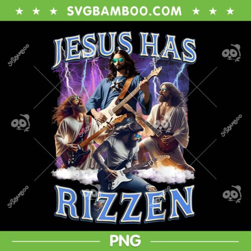 Jesus Has Rizzen Rock Star PNG, Christian Rock PNG, Retro Christian Religious PNG