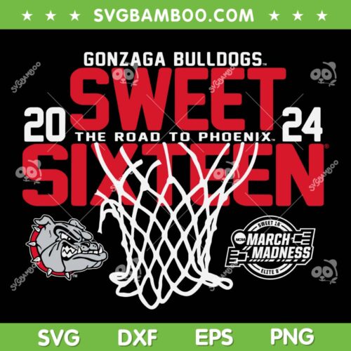 Gonzaga Bulldogs Sweet 16 SVG PNG, March Madness 2024 SVG, Basketball Navy DXF SVG PNG EPS