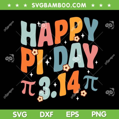 Groovy Happy Pi Day SVG PNG, Mathematic Math Teacher SVG, Pi Day 314 Kids DXF SVG PNG EPS