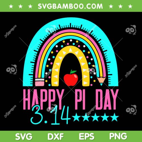 Happy Pi Day Rainbow SVG PNG, Mathematics Math Teacher Rainbow SVG, Pi Day 314 DXF SVG PNG EPS