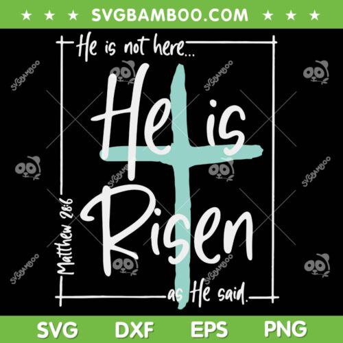 He Is Risen SVG PNG, Easter Christian Cross SVG, Jesus Is Risen DXF SVG PNG EPS
