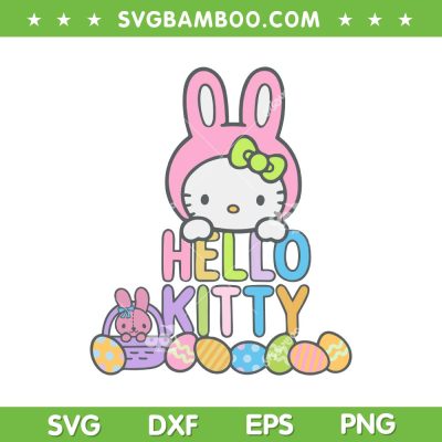 Hello Kitty Easter Bunny SVG PNG, Cute Kitty Bunny SVG, Bunny Easter Eggs DXF SVG PNG EPS Hello Kitty Easter Bunny SVG PNG, Cute Kitty Bunny SVG, Bunny Easter Eggs DXF SVG PNG EPS