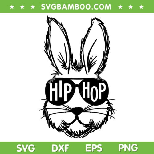 Hip Hop Bunny Face With Sunglasses SVG, Hip Hop Happy Easter SVG, Cool Bunny DXF SVG PNG EPS