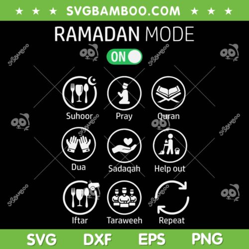 Islamic Ramadan Fasting Mode On SVG PNG, Ramadan Mode On SVG, Ramadan Kareem DXF SVG PNG EPS