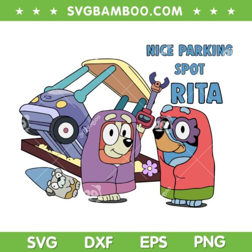 Jannet And Rita Driving School SVG PNG, Bluey Nice Parking Spot Rita SVG, Bluey Bingo Cartoon DXF SVG PNG EPS