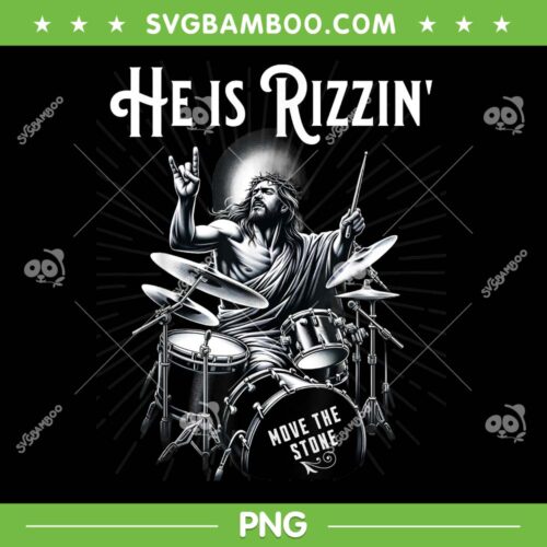 Jeus Percussion Drum PNG, Funny He Is Rizzin Jesus Drumming PNG, Move The Stone PNG
