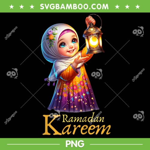Kids Ramadan Mubarak Kareem PNG, Girls Kids Happy Ramadan 2024 PNG, Ramadan Kareem PNG