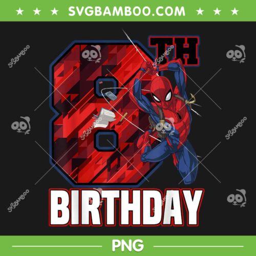 Kids Spider Man 8 Birthday PNG, Spider Man Birthday Boy 8 Year PNG, 8th Birthday Boy PNG