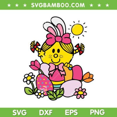 Little Miss Easter Eggs SVG PNG, Cute Easter Day SVG, Little Miss Egg Hunter DXF SVG PNG EPS