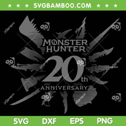 Monster Hunter 20th Anniversary Logo SVG, Series Monster Hunter SVG, Monster Hunter X MSI DXF SVG PNG EPS