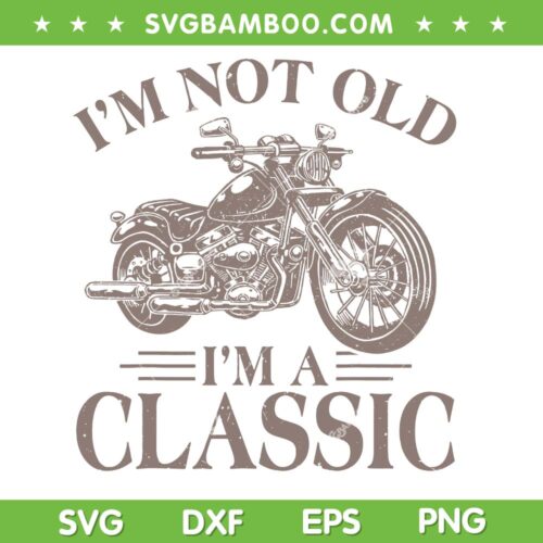 Motorcycle Biker Classic SVG PNG, Vintage I'm Not Old Im Classic SVG, Classic Bike DXF SVG PNG EPS