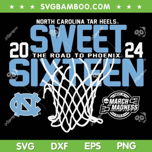 North Carolina Tar Heels Sweet 16 2024 SVG, March Madness Navy SVG, Basketball Sweet 16 DXF SVG PNG EPS