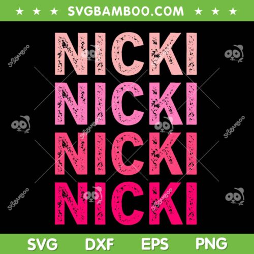 Personalized Name Nicki SVG PNG, I Love Nicki Vintage SVG, Retro Pink Nicki DXF SVG PNG EPS