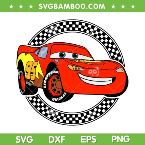Pixar Cars Lightning McQueen SVG PNG, Retro Pixar Car SVG, McQueen Car DXF SVG PNG EPS