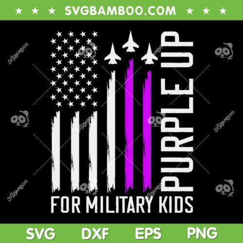 Purple Up For Military American Flag SVG, Kids Military Child Month SVG, Purple Up Military Child DXF SVG PNG EPS