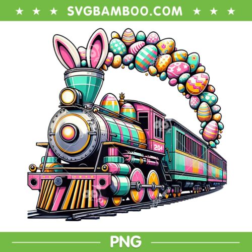 Railroad Bunny Train Easter Egg PNG, Kids Train Bunny Easter PNG, Easter Train With Egg PNG
