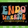 Groovy Endo Warrior Endometriosis Awareness SVG, Endometriosis Ribbon SVG, Yellow Ribbon DXF SVG PNG EPS