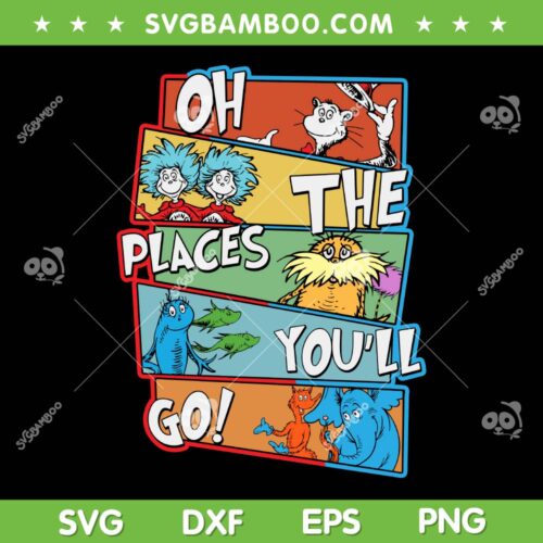 Retro Oh The Places You'll Go SVG PNG, Dr Seuss Thing 1 Thing 2 SVG, Dr Seuss Gift DXF SVG PNG EPS