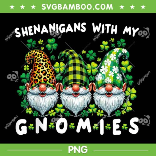 Shenanigans With My Gnomies PNG, St Patrick's Day Gnomes Leopard PNG, Gnomes Shamrock PNG