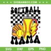 Softball Mama SVG PNG, Mothers Day Softball Lover SVG, Checkered Softball DXF SVG PNG EPS