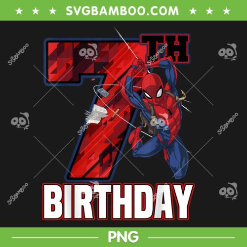 Spider Man 7th Birthday PNG, Birthday 7 Years Old Spiderman PNG, Happy Birthday Boy PNG
