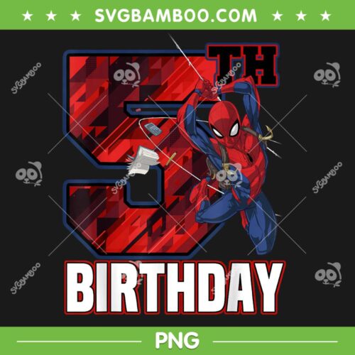 Spider Man Web Swing 5th Birthday PNG, 5 Year Old Birthday Spider Man PNG, Spiderman Birthday Boy PNG