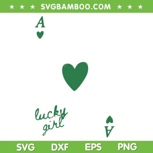 St Patrick's Day Card SVG PNG, Lucky Girl Card Heart SVG, Lucky Girl Shamrock DXF SVG PNG EPS