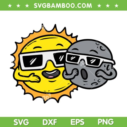 Sun Moon Friends Total Solar Eclipse 2024 SVG, Solar Eclipse Moon And Sun SVG, April 8th 2024 DXF SVG PNG EPS