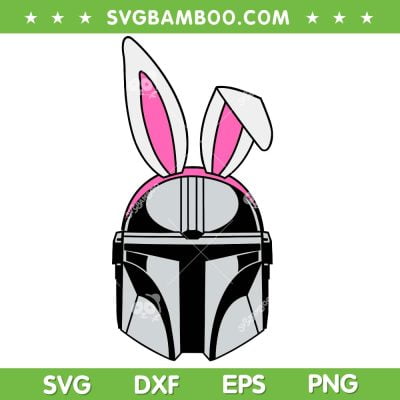 The Mandalorian Bunny Ear SVG PNG, Star Wars Helmet Spring Easter Bunny SVG, Star Wars Mandalorian Bunny DXF SVG PNG EPS