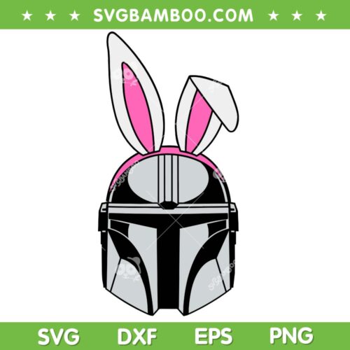 The Mandalorian Bunny Ear SVG PNG, Star Wars Helmet Spring Easter Bunny SVG, Star Wars Mandalorian Bunny DXF SVG PNG EPS