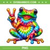 Tie Dye Frog Peace Sign PNG, Frog Hippie PNG, Cool Peace Frog Tie Dye PNG