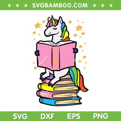 Unicorn Reading Book SVG PNG, Cute Reading Unicorn SVG, Librarian America DXF SVG PNG EPS
