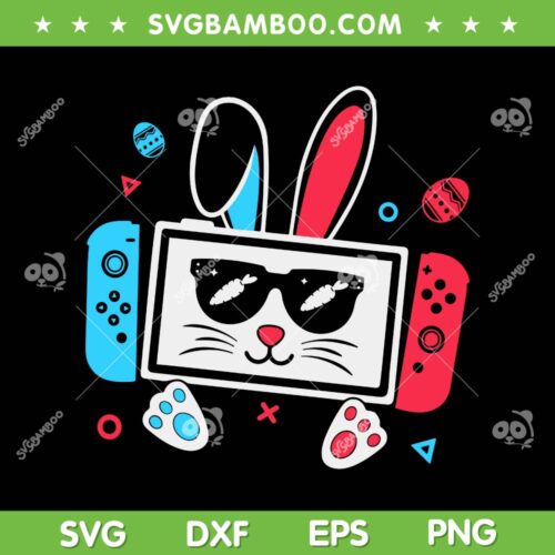 Video Game Bunny Eggs SVG PNG, Easter Day Gamer Boy Kids SVG, Gaming Easter DXF SVG PNG EPS