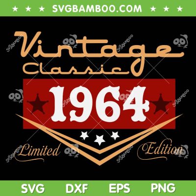 Vintage 60th Birthday SVG PNG, Decorations Vintage 60 Year Old SVG, Vintage Classic 1964 DXF SVG PNG EPS