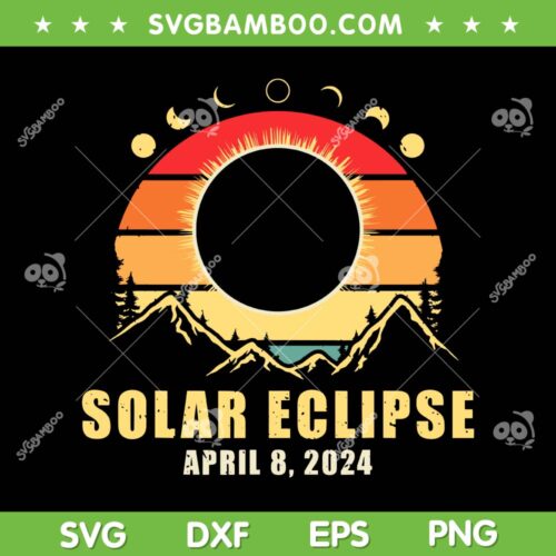 Vintage Solar Eclipse 2024 SVG PNG, Total Solar Eclipse April 8 2024 SVG, Astronomy Eclipse Gift DXF SVG PNG EPS