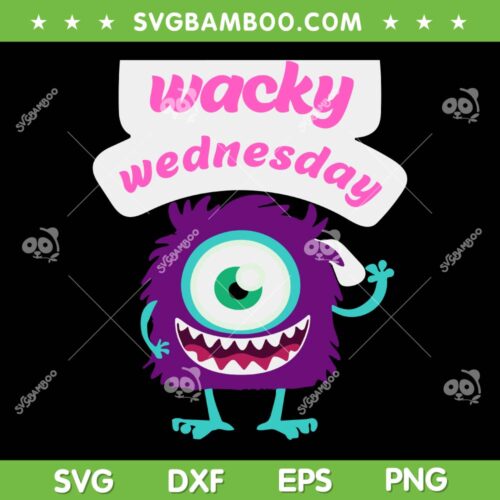 Wacky Wednesday SVG PNG, Cute Monster SVG, Funny Purple Mismatch Monster DXF SVG PNG EPS