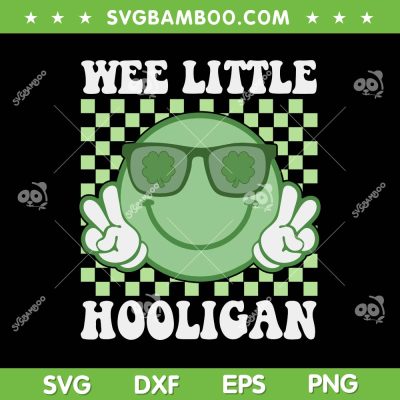 Wee Little Hooligan SVG PNG, Cool Smiley St Patrick's Day SVG, Checkerboard Shamrock Smiley DXF SVG PNG EPS Wee Little Hooligan SVG PNG, Cool Smiley St Patrick's Day SVG, Checkerboard Shamrock Smiley DXF SVG PNG EPS