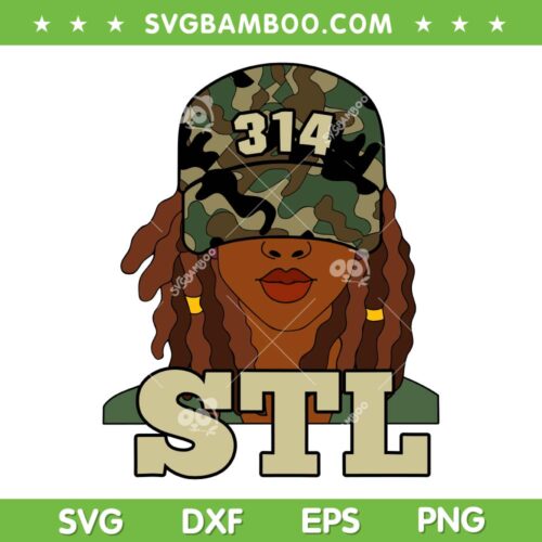 Woman Locs 314 STL SVG PNG, St Louis Black Women Camou SVG, Woman With Locs DXF SVG PNG EPS