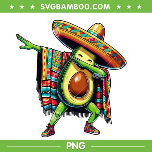 Avocado Dabbing Cinco De Mayo PNG, Mexican Poncho PNG, Dabbing Dance Avocado PNG