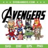 Bluey Avengers SVG PNG, Marvel Super Hero Bluey Dog SVG, Bluey And Friends Superheroes DXF SVG PNG EPS