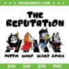 Bluey The Reputation SVG PNG, The Eras Tour Blue Dog SVG, Muffin Bingo Bluey Socks DXF SVG PNG EPS