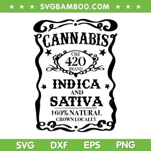 Cannabis Indica And Sativa SVG PNG, Weed Old 420 Brand SVG, Marijuana Pot Leaf DXF SVG PNG EPS