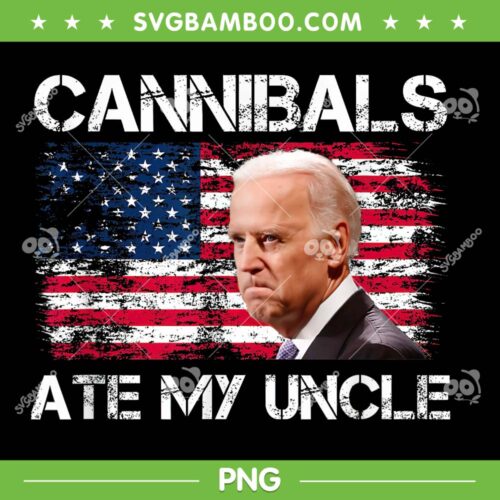 Cannibals Ate My Uncle US Flag PNG, Funny Joe Biden PNG, Retro American Flag PNG