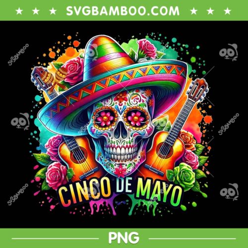 Cinco De Mayo Mexican Skull PNG, Skull Fiesta 5 De Mayo PNG, Sugar Skull Cinco De Mayo PNG